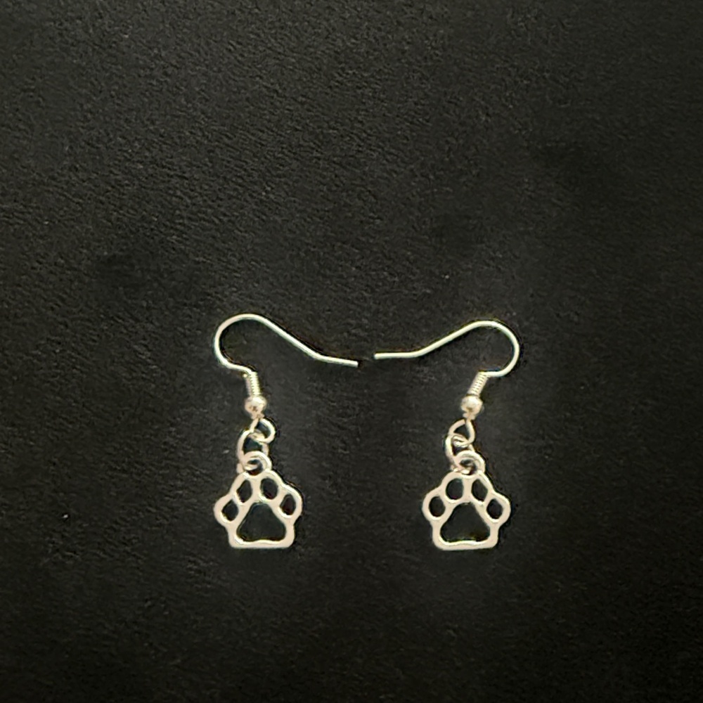 Silver Paw Print Earrings